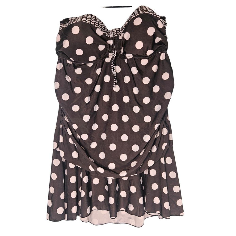 Polka Dot Retro Swim Top Dress Cover Up Plus Size XXL Padded Sweetheart Neck